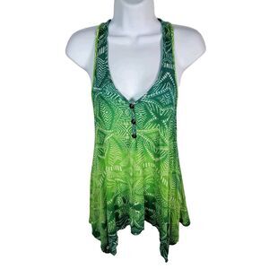 Wet Seal Women's Green Blue Print Summer Tank Top Size Small